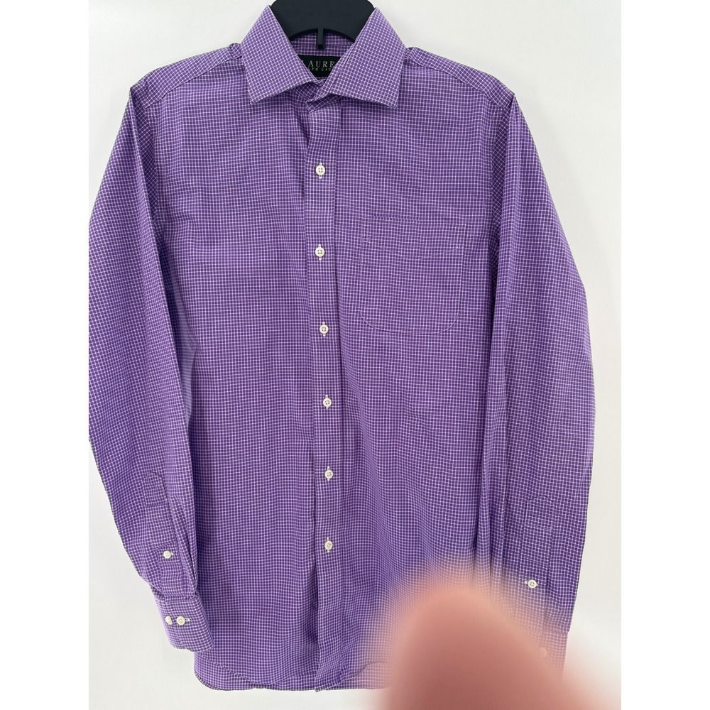 Lauren Ralph Lauren Men's Purple Gingham Slim Fit Dress Shirt Size 15 34‎ 35